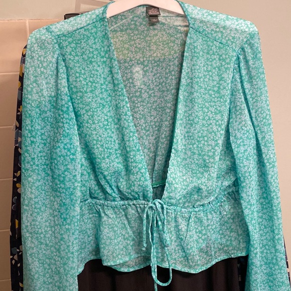 wild fable Tops - Womens Long Sleeve Tie Front Woven Top Wild Fable